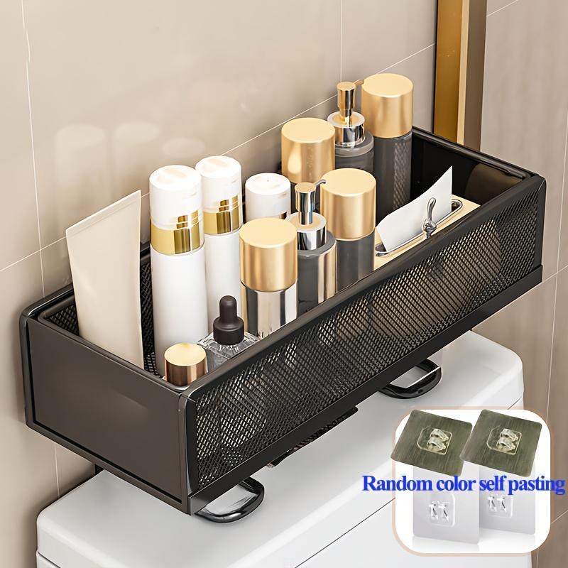 Wrought Iron Bathroom Shelf - Fine Mesh Shower Caddy - Toilet Top Paper Storage Rack - Portable Shower Shelf - Bathroom Accessories - Suitable for Toiletries & Cosmetics Storage and Organization - Washroom Accessories - Home Decor, Shelves