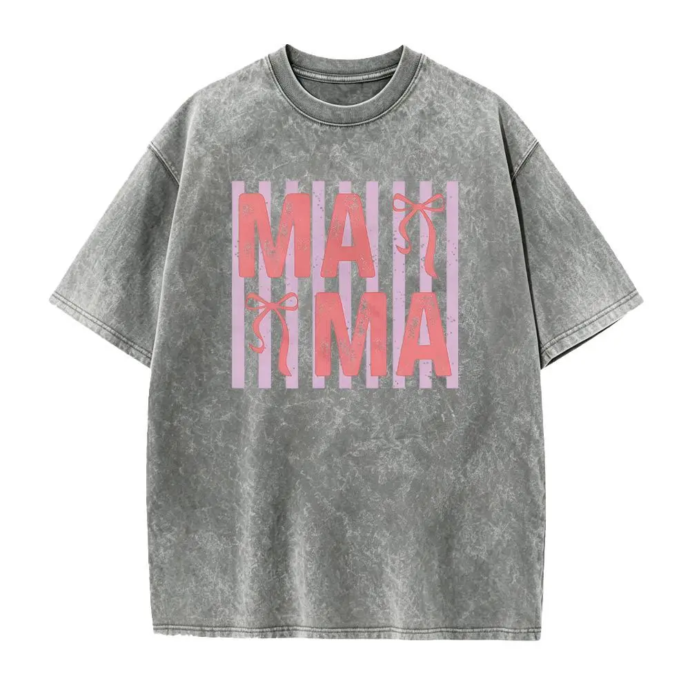 Mama TShirt, Pink Bow Mama Tee, Retro Stripe Mom TShirt, Aesthetic Mama Era Tee, Mother's Day Gift, Trendy Tee