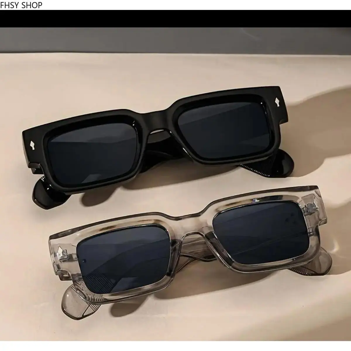 2-Pack Retro Square Sunglasses for Men & Women, Black & Transparent Frames with UV400 Protection, Y2K Trendy Style, Perfect for Summer Beach, Travel, Streetwear, or Daily Urban Looks
