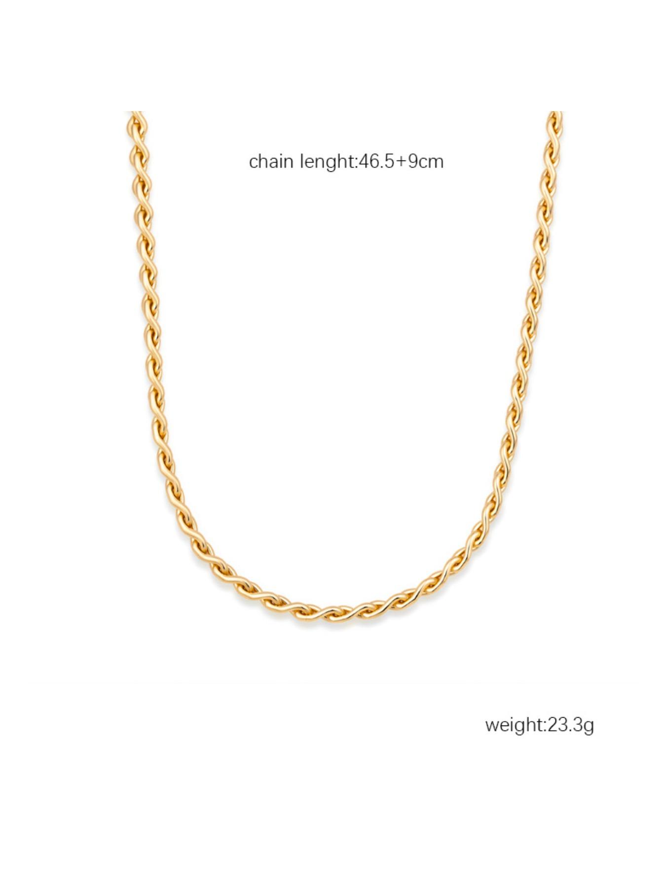 Perfect for dating and commuting, European and American style, 18K real gold twisted line necklace and bracelet set