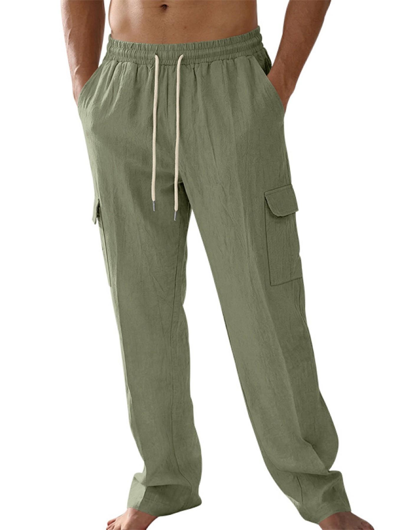 Men's Loose Linen Pants, Simple Luxurious Outdoor Workwear, Sporty Casual Long Pants, New American Style, Comfortable and Stylish