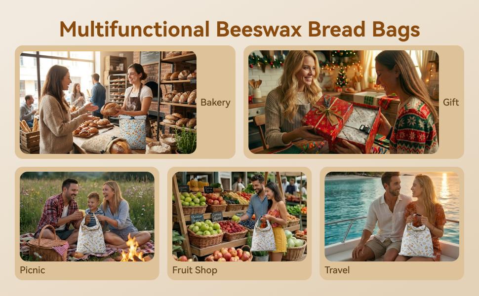Bread Bag for Homemade Bread - 2 Packs XL Reusable Organic Beeswax Natural Cotton Sourdough Bag, Homesteading Sourdough Bags with Sealing Zip to Keep Fresh(13*17 Inches)