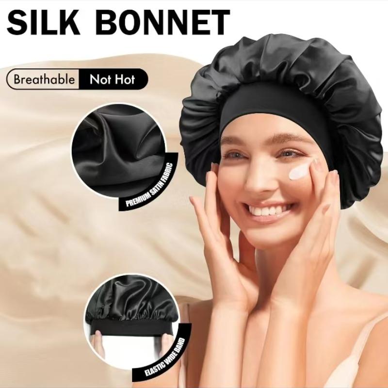 Silk Sleep Cap for Natural Hair & Curls, Soft Satin Sleeping Hat, Heatless Styling Tool, Fashionable Unisex Headwear, Silk Bonnet