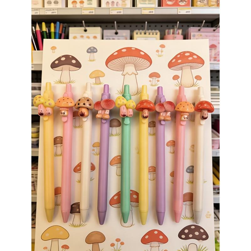 5/10 Pack Mushroom Series New Original High Aesthetic Cute Click Pen, Cartoon 0.5mm, Perfect for Office and School Supplies