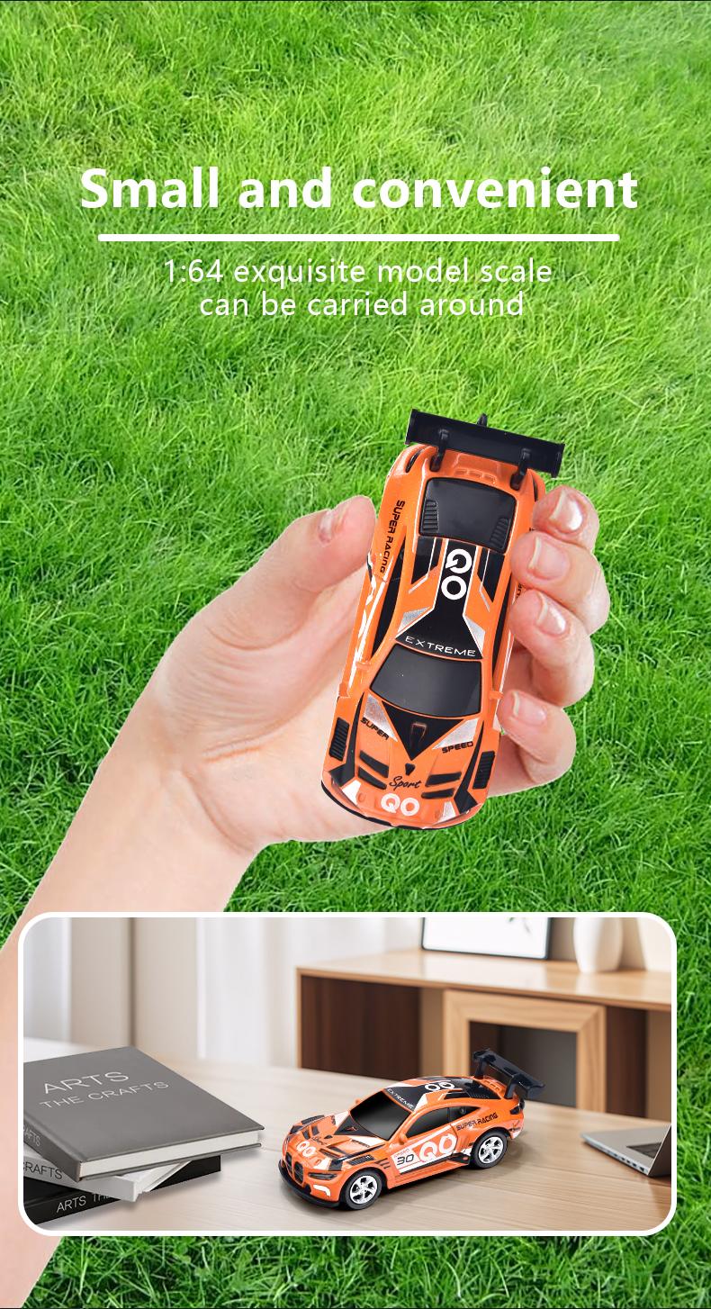 Hotfree 1/64 Mini RC Drift Car, Alloy M4 Racing Car with Trailer, 2.4GHz Remote & APP Control Truck, 3-Speed Modes, LED Lights, USB-C Charging, Indoor & Outdoor Toy, Birthday Christmas Gift for Kids & Adults