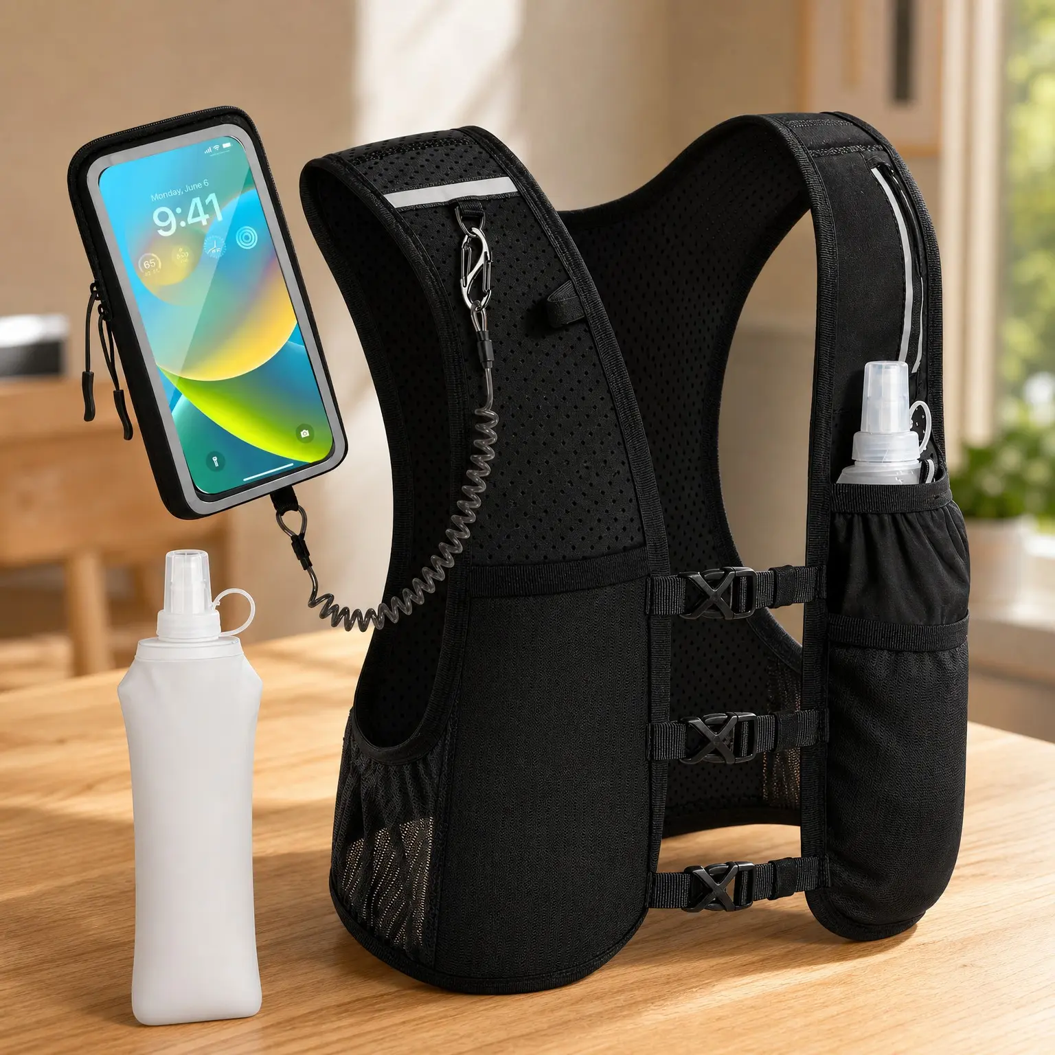 Running Hydration Vest for Men & Women with 500ml Soft Flask & Phone Holder – Lightweight Reflective Running Backpack, Adjustable Run Pack, Marathon EssentialsGift