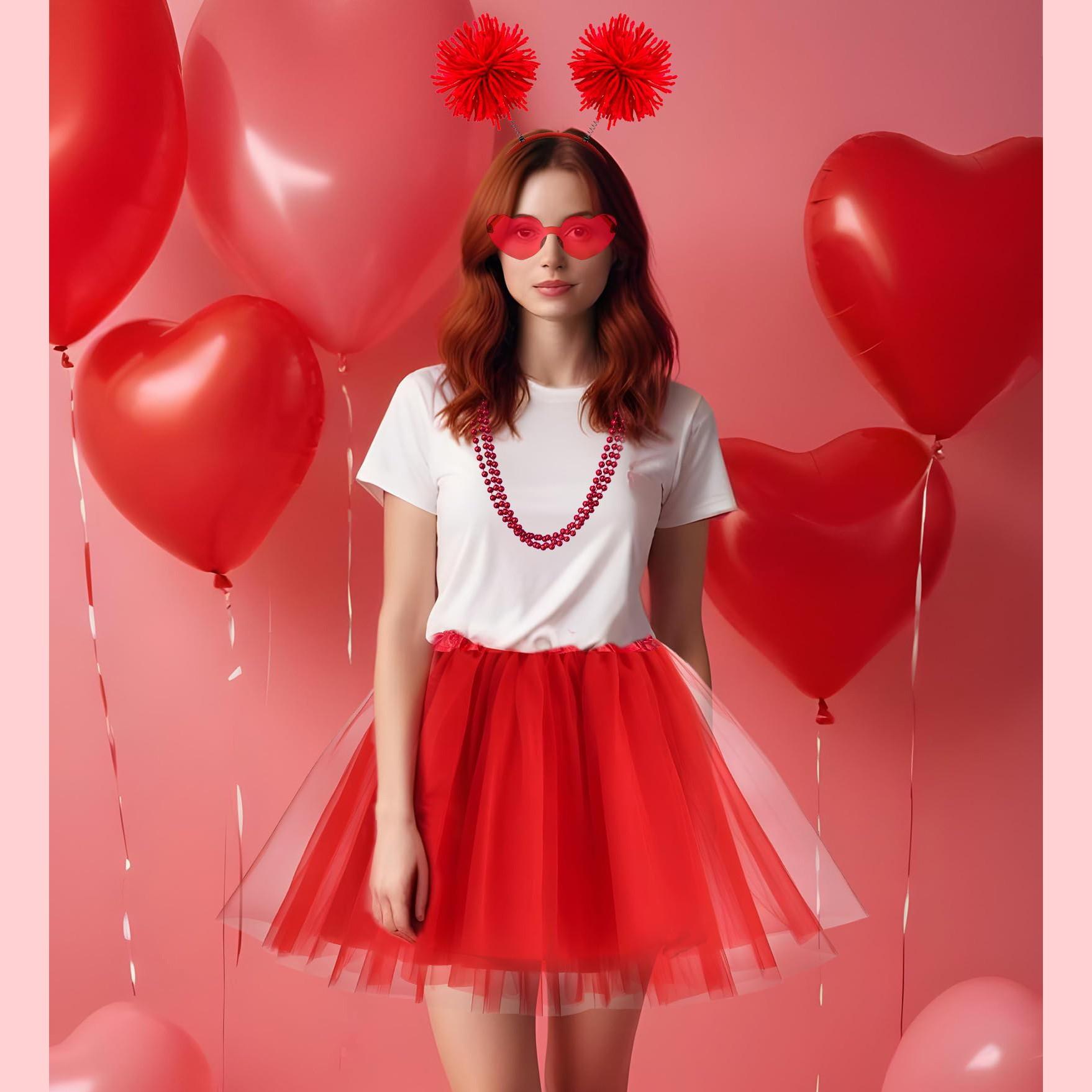 6-Piece Party Set, Ballet Dress, Accessories, Heart Sunglasses, Beaded Necklace, Wedding, Birthday, Cosplay Party