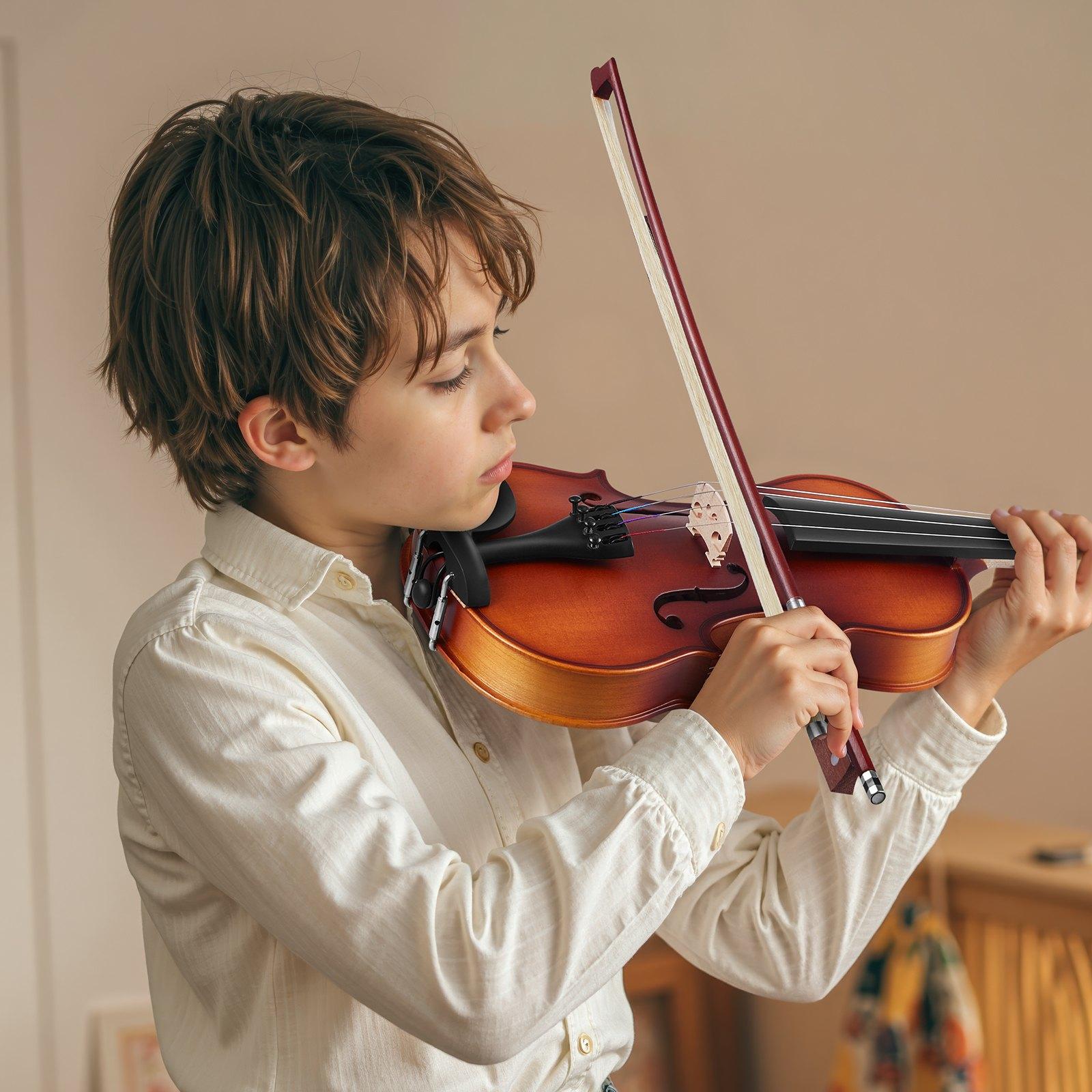 VEVOR 1/2 Size Solidwood Violin Full Kit, Professional Brown Musical Instrument for Beginners, Includes Hard Case, Rosin, Bow, Shoulder Rest, Bridge, Tuner, Extra Strings