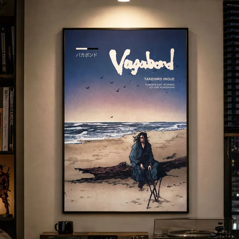 Vagabond Manga Poster, Sunset Katana Water Wall Art, Japanese Samurai Artwork, Anime Manga Room Decor, Vintage Aesthetic Print, Bedroom Gaming Room Wall Decor, Samurai Art Gift