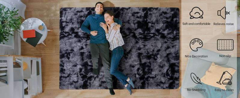 【Deals for You Days】Tie-Dyed Fluffy Shag Rug Area Rugs for Living Room Nursery Dorm Anti-Skid Soft Modern Plush Aesthetic Room Decor Floor Protection