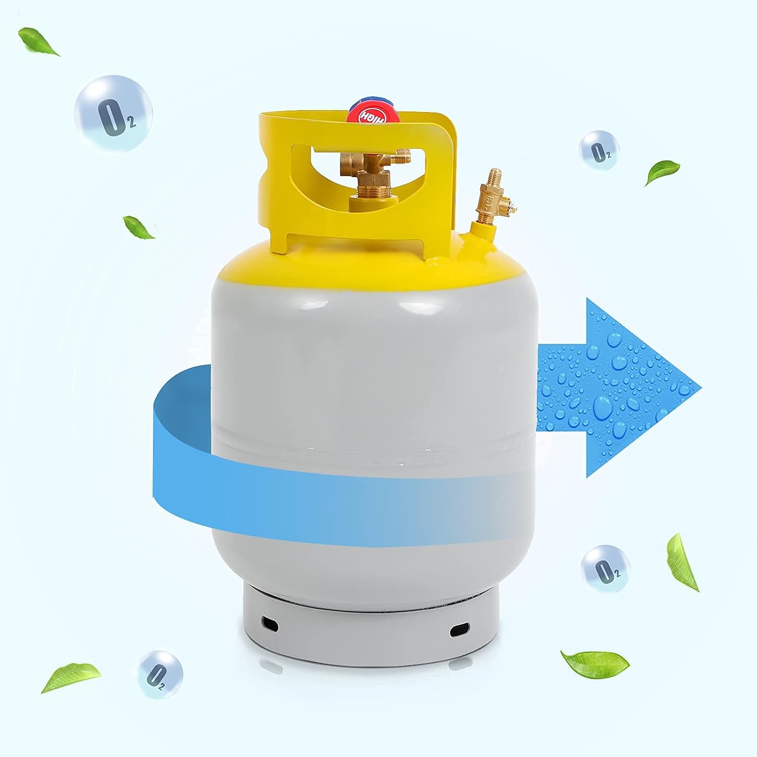 Refrigerant Recovery Tank with Double Valve Collar Design Reusable Save Valve and Collar Design Reusable with 14 Inch SAE Y Valve Yellow Tool Hardware Air Compressor Kit Air Compressor Hose Heavy Duty
