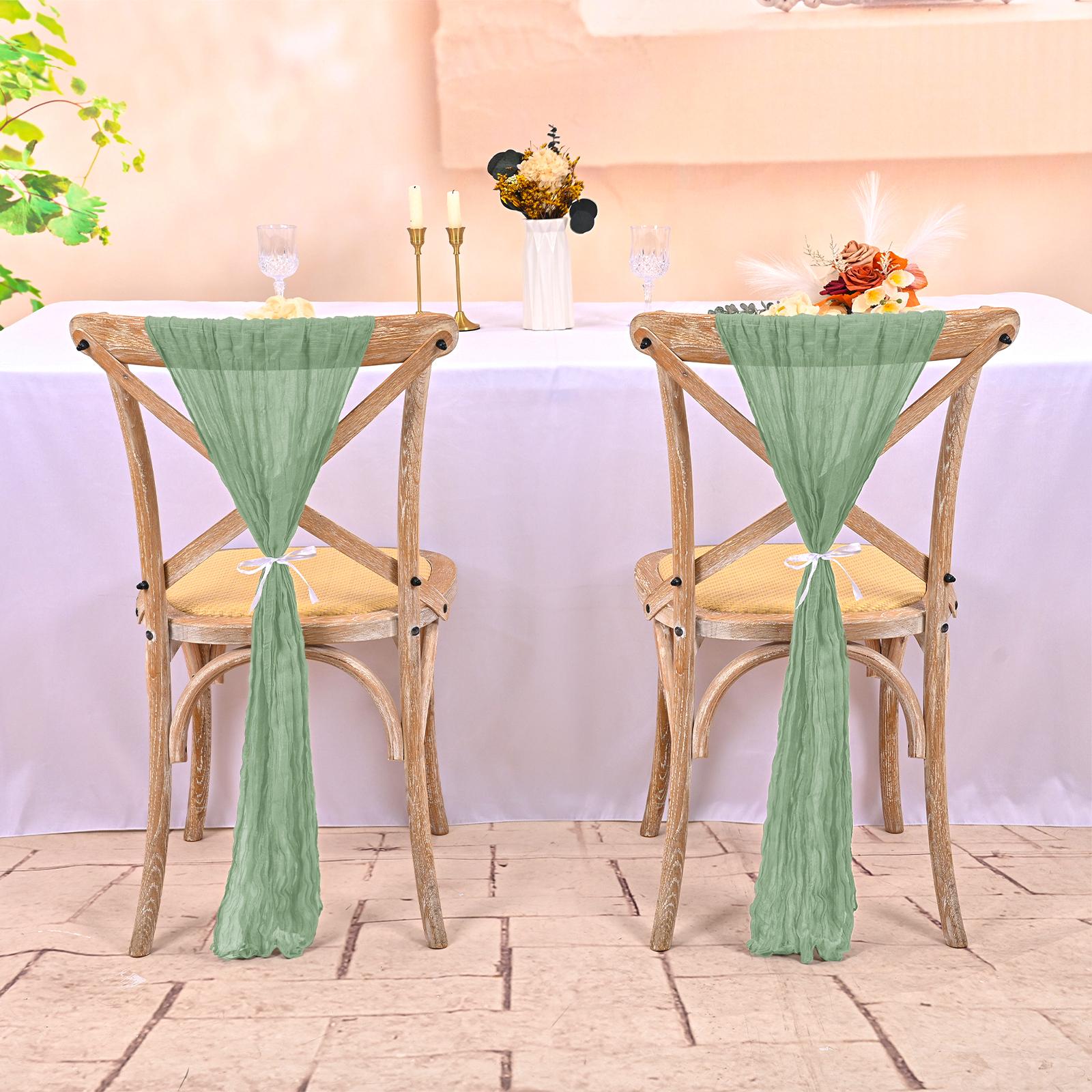 50/60PC 16x70inch Chair Sashes Cheesecloth Sashes Rustic Chair Decorative Bows Designed ChairCover for Wedding Banquet Party Aisle Home Kitchen Decoration