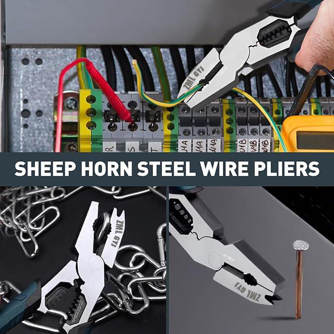 【DealsForYouDays】 6-in-1 Multi-Function CR-V Steel Wire Stripper Pliers, Diagonal Cutters with Adjustable Cutting Depth and Sharp Blades for Nails and Electrical Cables, Hardware Wirecutters, Construction Tool, Hand Tools Wire Stripping Machine Wirepliers detail 2