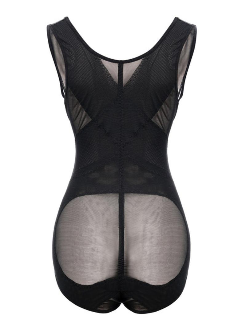Women's Contrast Mesh Sheer Shapewear Bodysuit without Bra, Tummy Control Butt Lifter, Comfortable High Stretch Seamless Compression Shapewear,  Waist Trainer Women, Sculpting Bodysuits, Thigh Slimmer, Comfort Womenswear