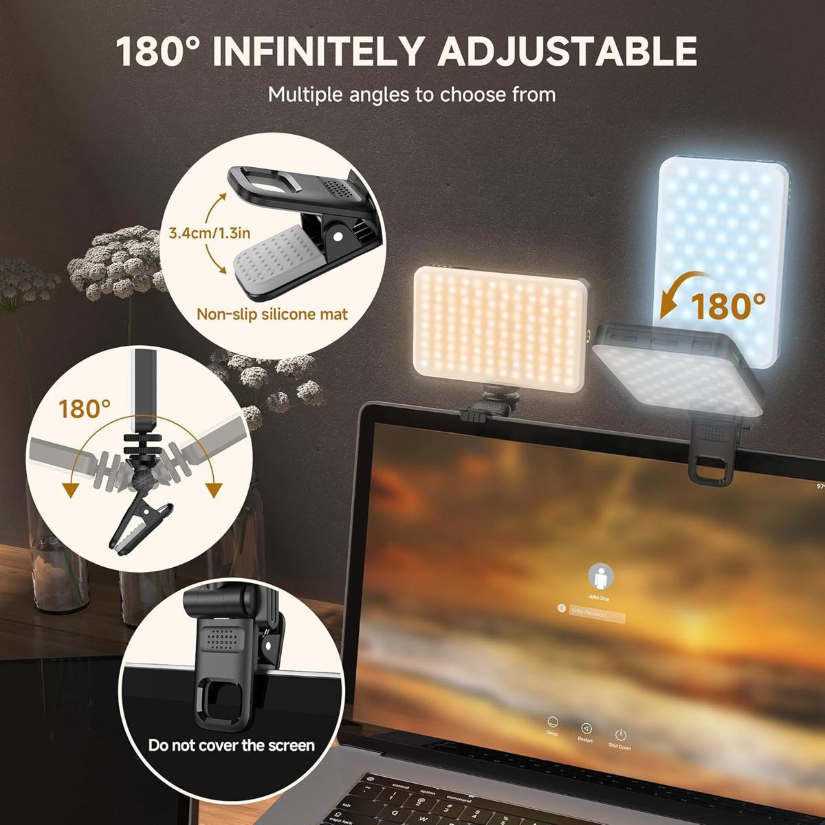 OREKROY 165LED Clip Cell Phone Light, Selfie Light, RGB Lighting, 10 Lighting Modes for iPhone, Laptop, Camera, Portable Fill Light for Selfies, Video Conferencing, Photography, TikTok, youtube, Vlog Shooting Vlogging Kit Cellphone Accessories