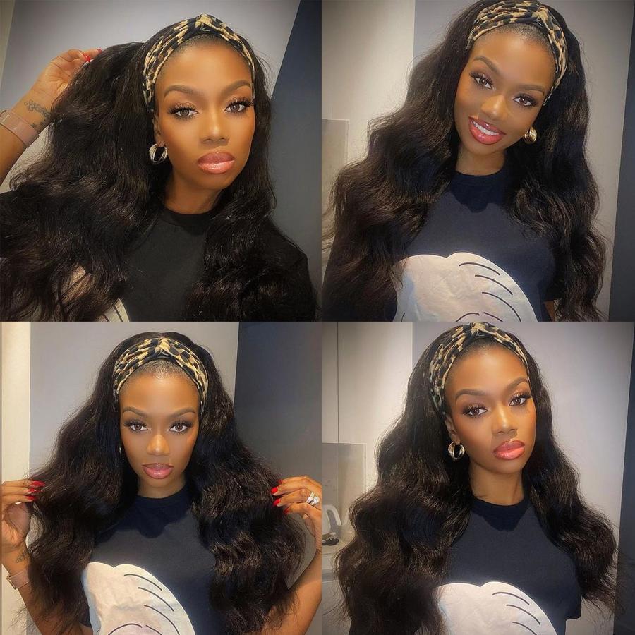 Bling Hair Headband Wig Human Hair Body Wave Headband Wigs for Women human hair glueless Wig 100% Brazilian Real Human Hair Headband wig 180% Density #TikTokShopHolidayHaul