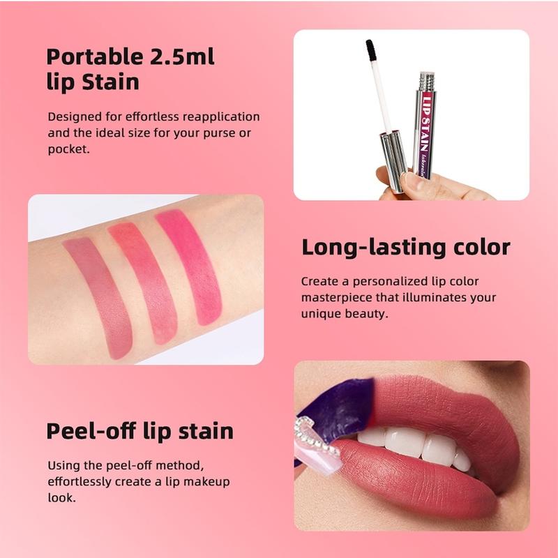 Long-lasting Lip Stain, Matte Peel-off Lip Gloss, Hydrating Liquid Lipstick for Girls & Women, Suitable for All Skin Tones, Suitable for All Occasions Lip Makeup, Gift