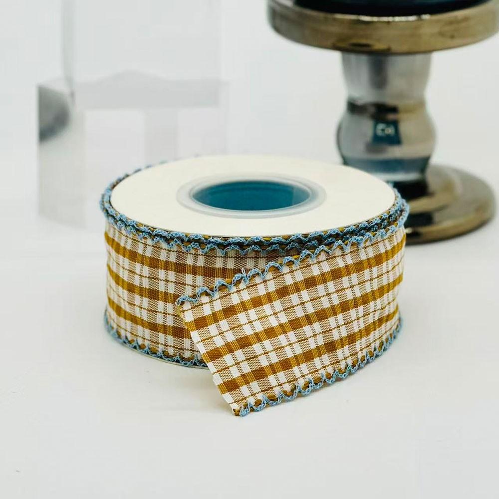 Multicolor Contrast Plaid Lace Ribbon, 5 Yards Floral Packaging, Handmade Hair Clips, Gift Wrapping Universal Fabric, 4.57 Meters