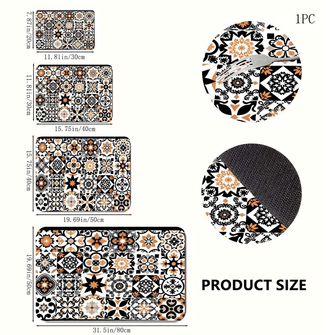 Multi-Functional Table Mat, Floral Grid Print Rubber Coaster, Easy Clean, Water Absorbent, Non-Slip, Durable, Ideal for Kitchen and Bedroom