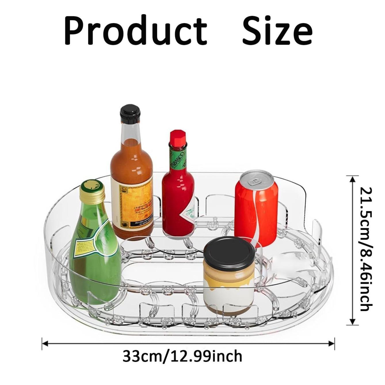 Rotating Refrigerator Storage Rack, 360° Rotating Spice Rack, Soft Drink can Storage Rack, Rotating Refrigerator Tray,Suitable for Refrigerator Storage, Kitchen, Desktop, Cabinet, and Food Storage Compartments.