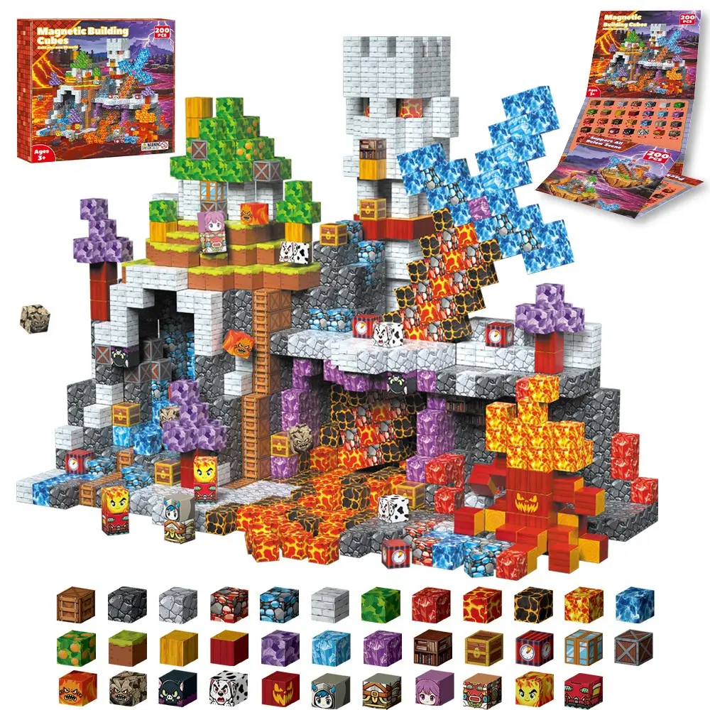 Magnetic Interlocking Building Blocks Set, Minefield Magnetic World Construction Kit, Unisex Architecture Toy, No Battery Needed, Model Zh028