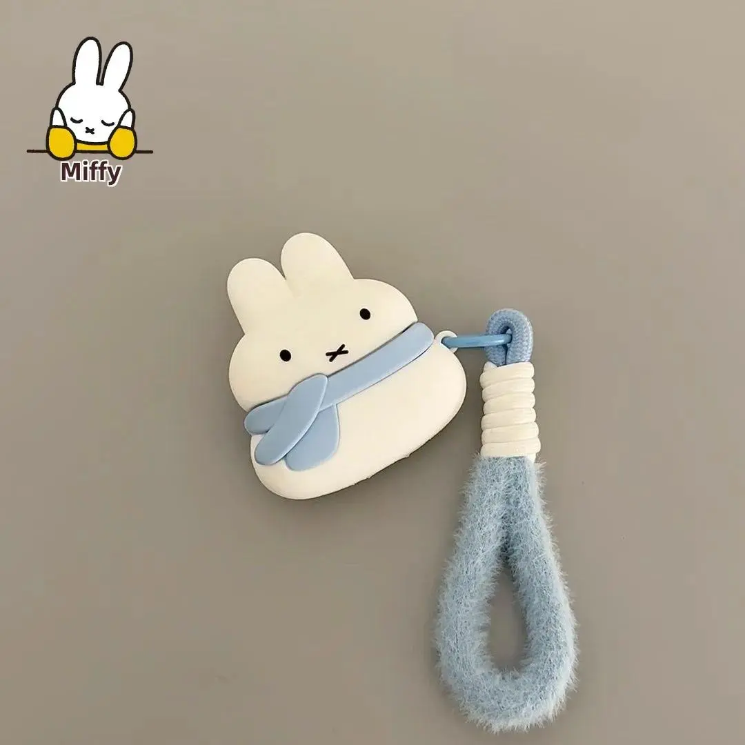 Kawaii Miffy Rabbit Earphone Case Cute Cartoon Scarf Miffy Rabbit Airpods4 Protective Case 1/2 Generation Soft Shell Pro3