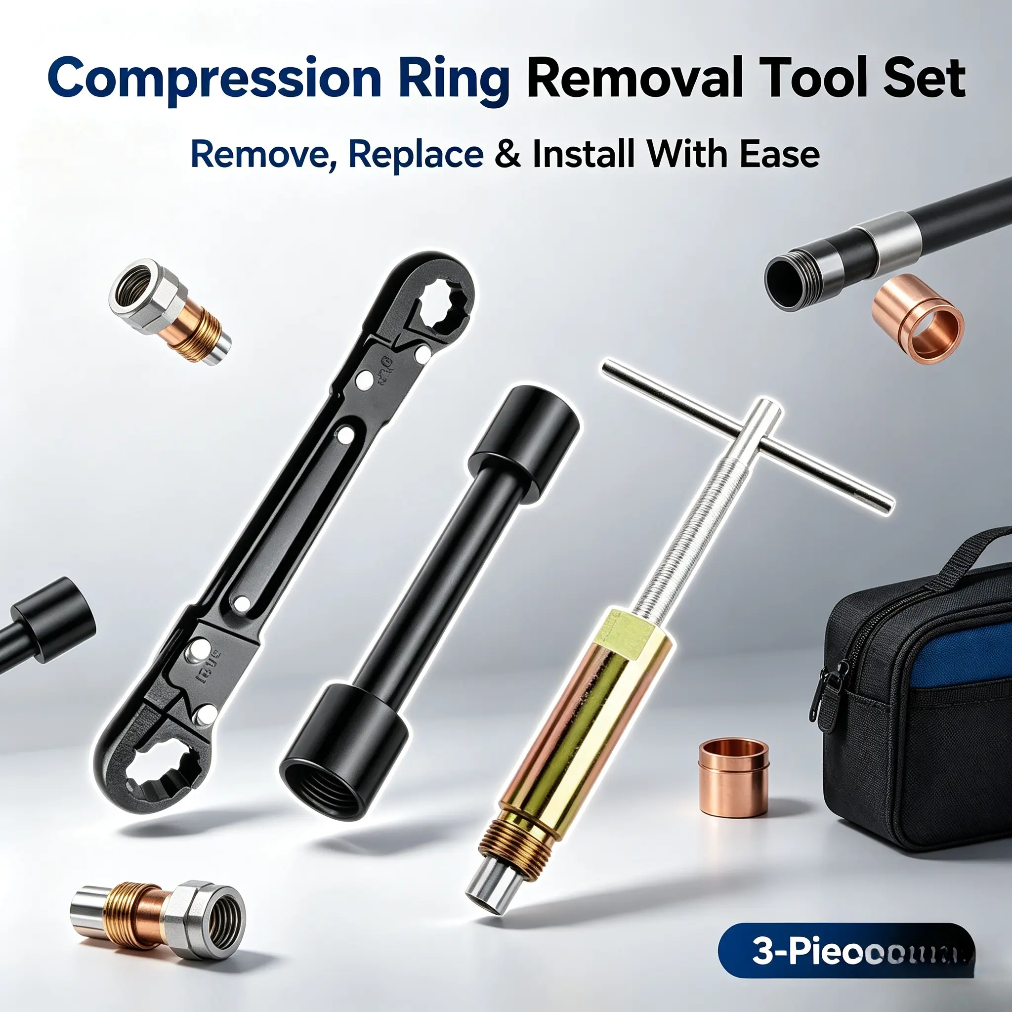 2 Pack Compression Sleeve Puller Lever Action Nut and Ferrule Remover with Auto Pull Hex Bit T Handle for 1 2 Fittings Corrosion Resistant for Seized Supply Stops 7 5 Compact 90nm Torque 1 2lb Adjustable Tool
