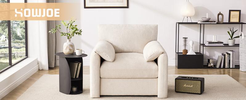 Chenille Oversized Armchair, 38.6" Wide Accent Chairs for Living Room & Bedroom Modern Lounge Chair, Upholstered Mid-Century Reading Chair, Comfy Living Room Chair, Single Sofa Chair