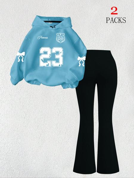 【FREE PERSOMALITY】Women's Warm Sweatshirt Set + Slim Fit Flare Pants, Casual Butterfly Print, Kangaroo Pocket, Fall & Winter 【FREE PERSOMALITY】Women's Warm Sweatshirt Set + Slim Fit Flare Pants, Casual Butterfly Print, Kangaroo Pocket, Fall & Winter