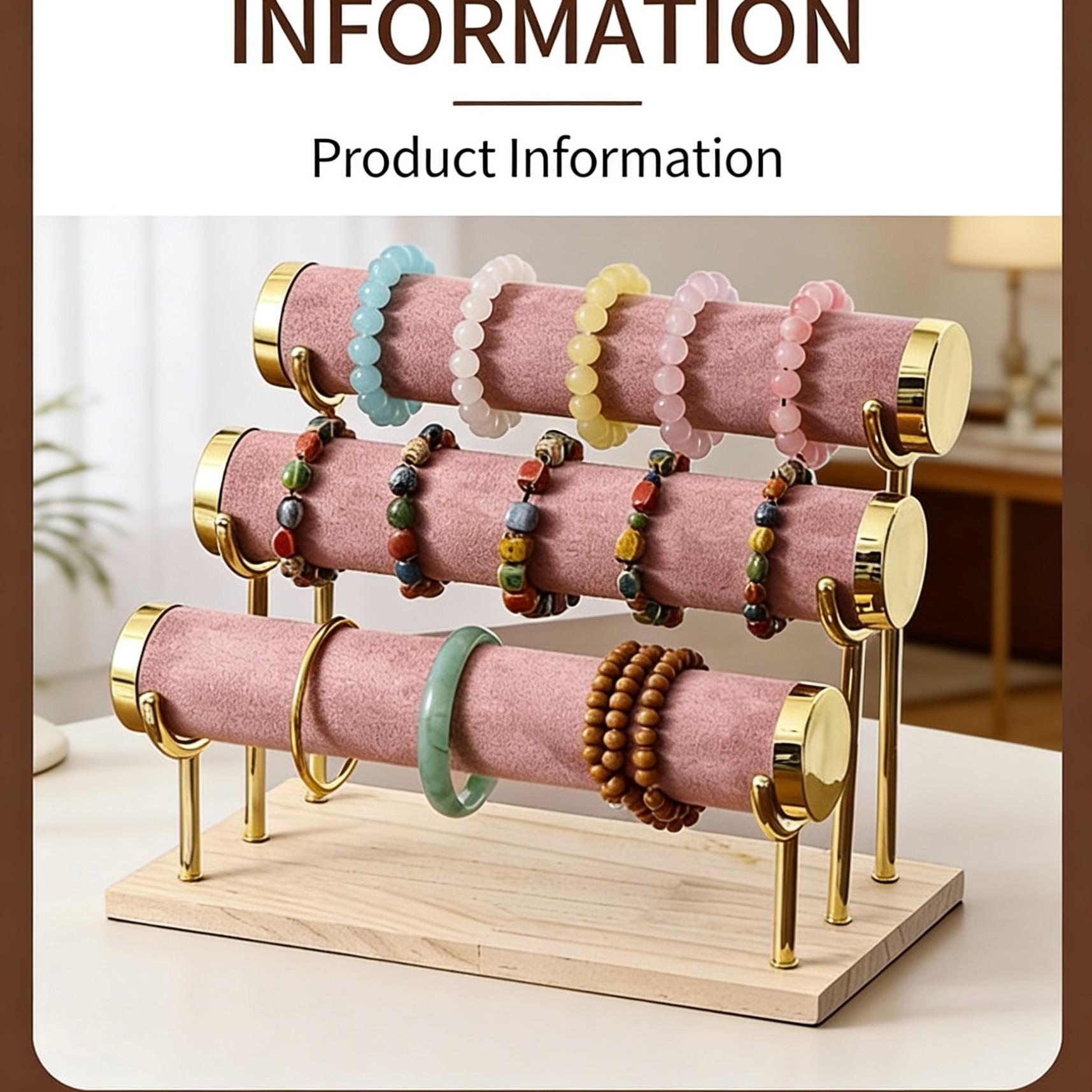 High-End Bracelet Jewelry Storage Rack, 1/2/3 Layer Display Stand, Portable Solid Wood, Suitable for Living Room, Desk, Shop