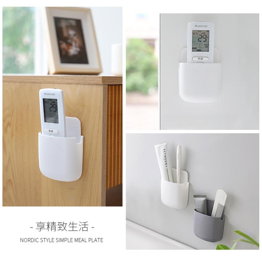 White Wall Hanging Storage Box Household Living Room Conditioner Remote Control Bedside Phone Storage Holder Organizer Box Shelf