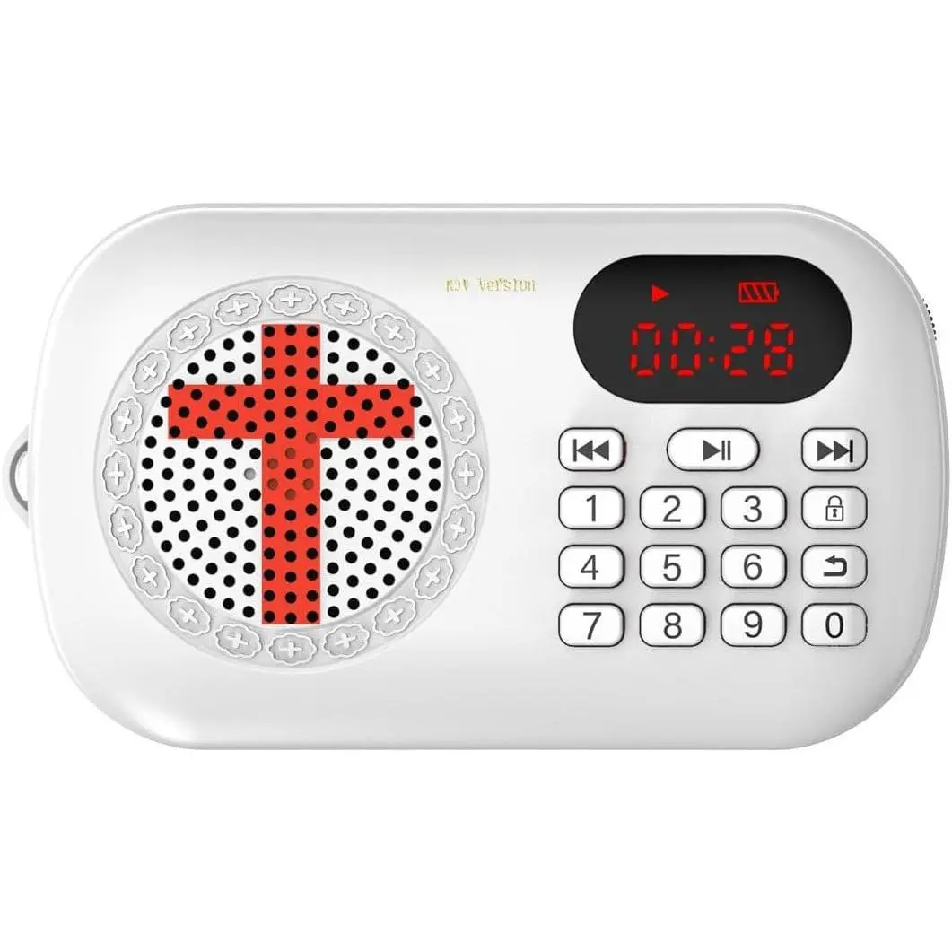 KJV Audio  Player – Full  Portable Scripture Player, Offline Rechargeable   Device with Simple Buttons for Seniors &  Use, White