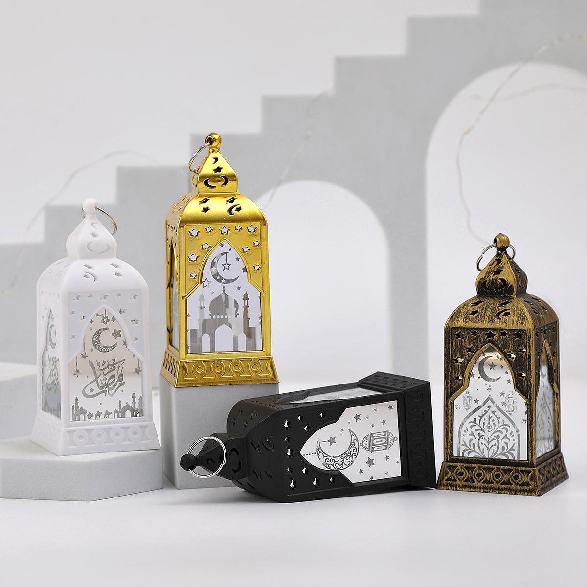 Ramadan Moon Star LED Candlestick Lights - Plastic & Glass Vintage Table Lamp for Eid Home Atmosphere Decoration