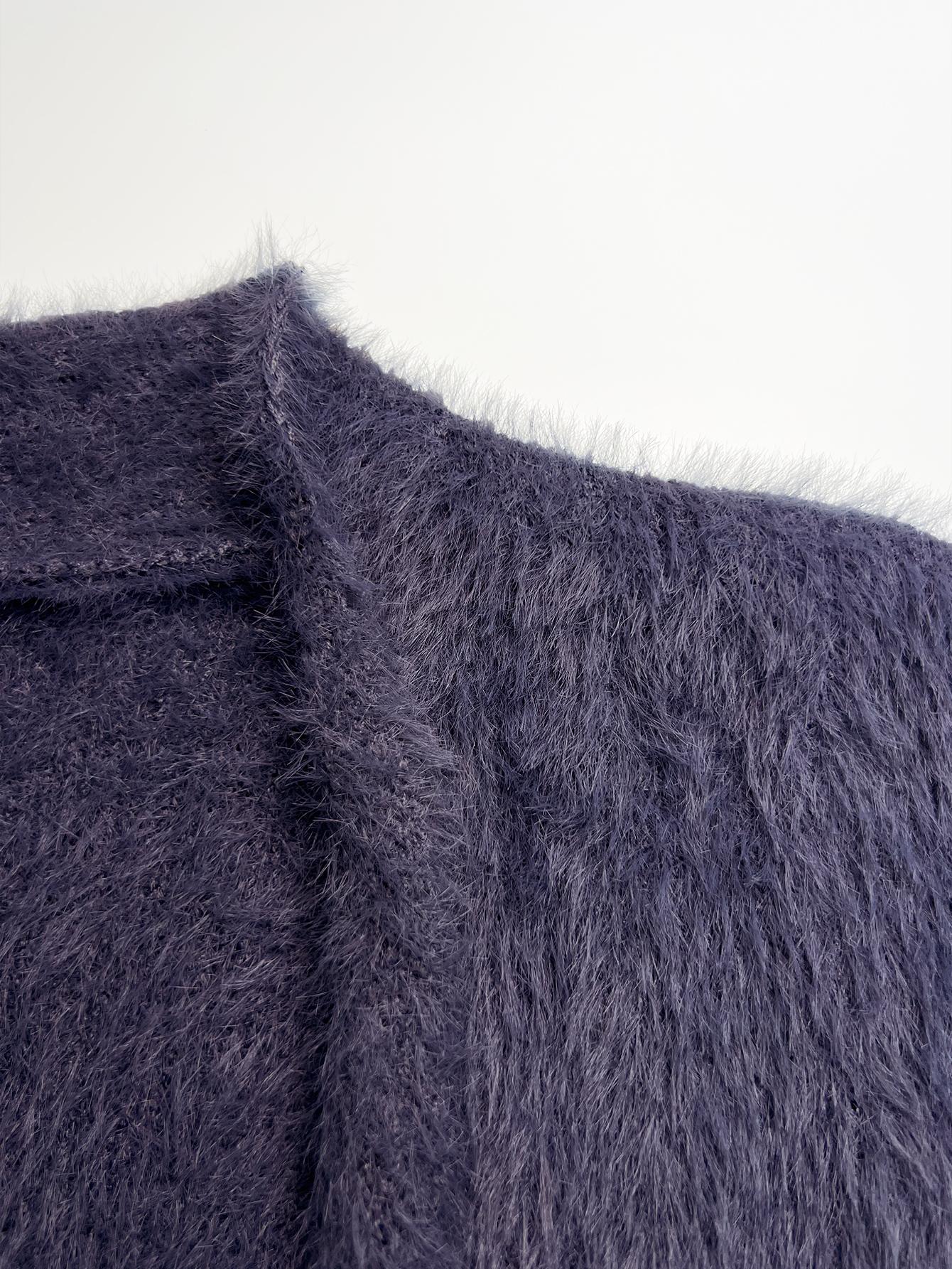 Joyfunear Women's Casual Long Knit Cardigan - Faux Fur Coats with Long Sleeves & Solid Color Design for Winter Wear