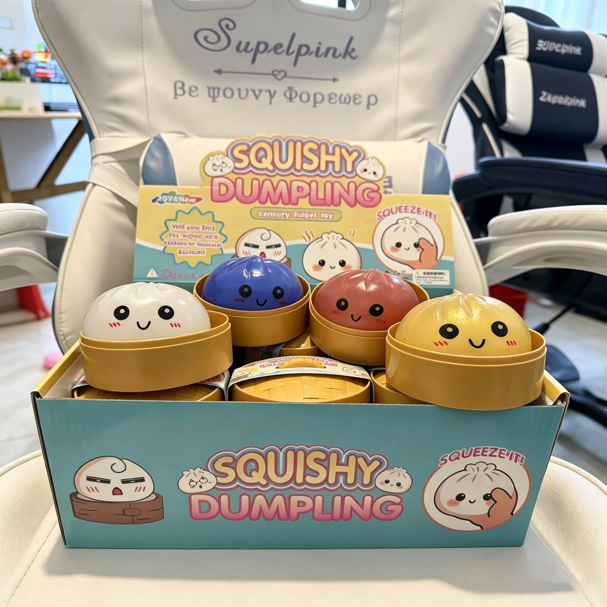 12PCS Cute Glittering Char Siu Bao Stress Relief Squeezable Fun Realistic Steamed Bun Release of Anxiety Colorful Bun Blind Box