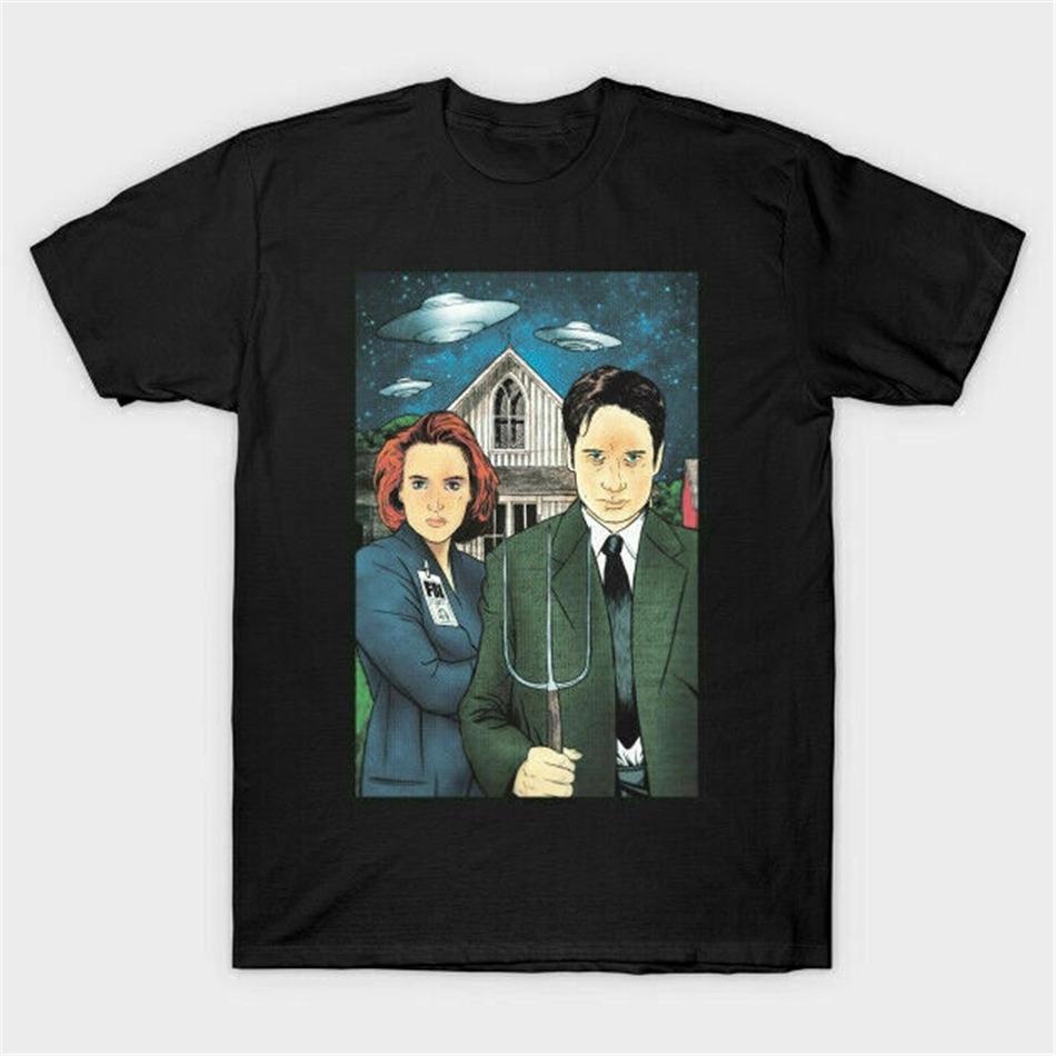 Fox Mulder Dana Scully "X-Files" American Gothic Antique Men's T-shirt Fun Summer Fashion Trend Loose Large High-quality Top Comfortable and Breathable Round Neck Pullover Short Sleeved Y2K Street Essential Fit Gift