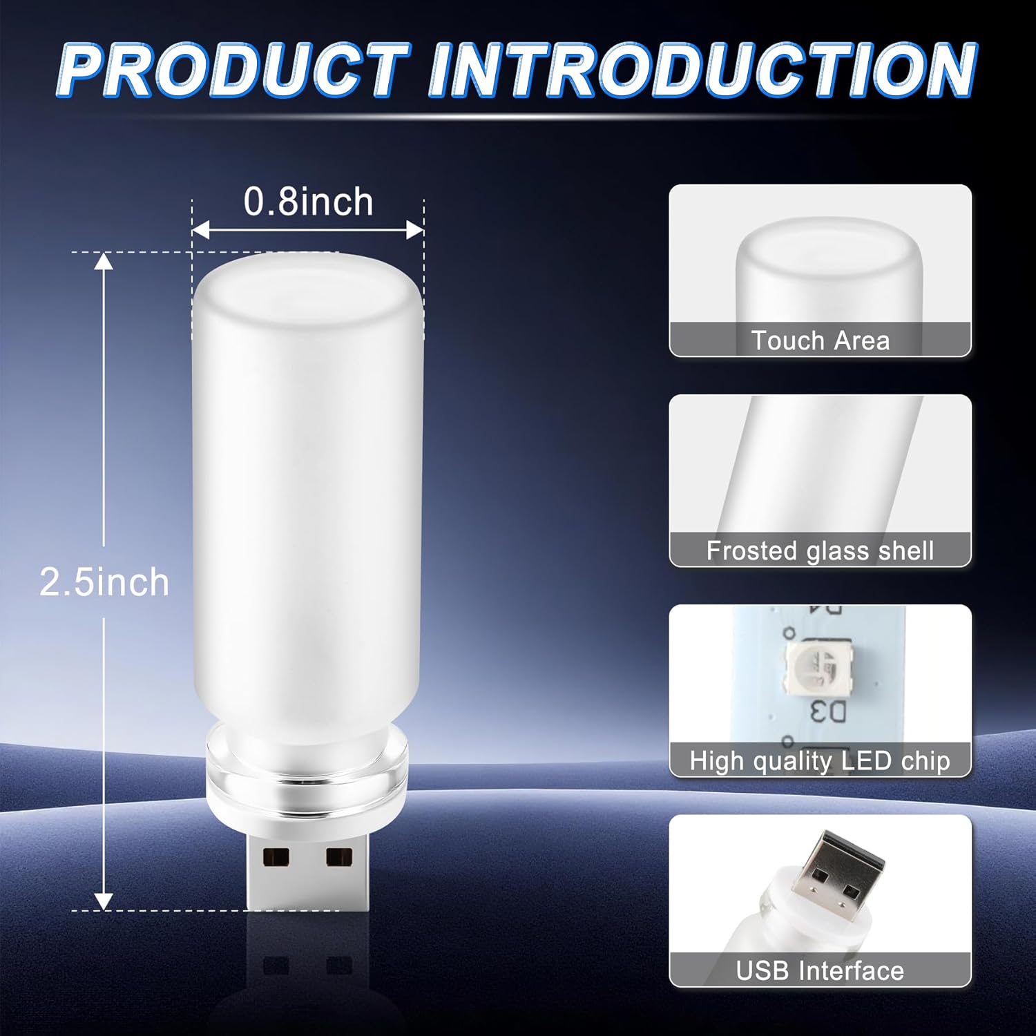 Interior USB LED Night Light, Touchable Dimming with 13 Modes of Ambient Lighting Kit, Frosted Glass Bottle Lamp, Interior Accessories Suitable for , Pack of 2 Interior USB LED Night Light, Touchable Dimming with 13 Modes of Ambient Lighting Kit, Frosted Glass Bottle Lamp, Interior Accessories Suitable for , Pack of 2