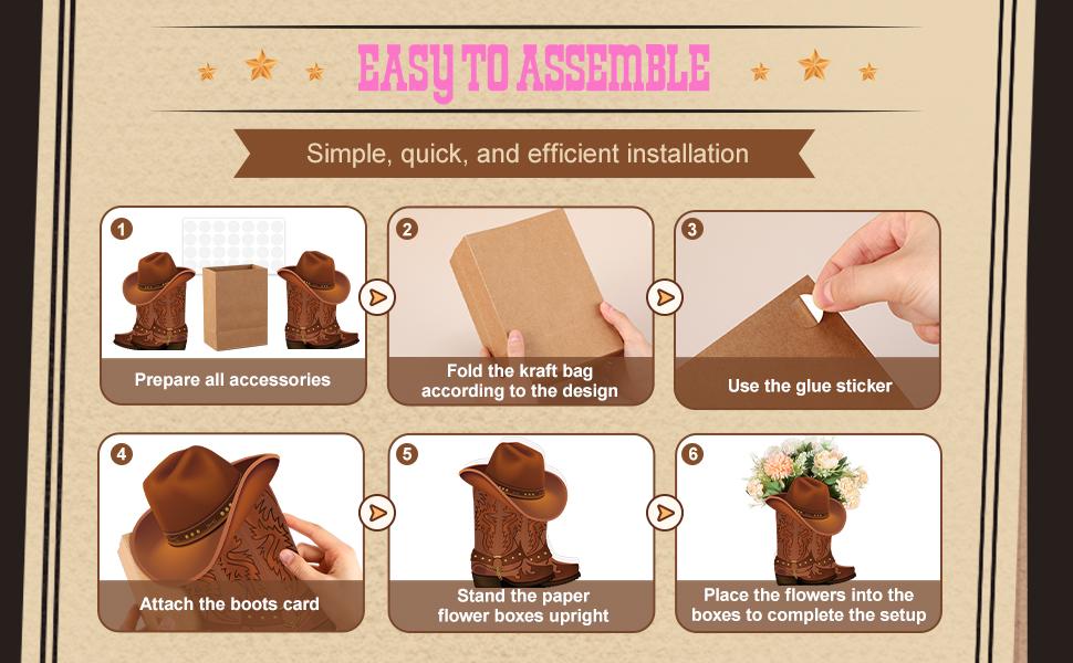 8/12Pcs Western Cowboy Boots Flower Boxes Centerpiece Boot Shape Box Decorations Western Theme Party Boot Gift for Cowboy Cowgirl Birthday Party Wedding Supplies