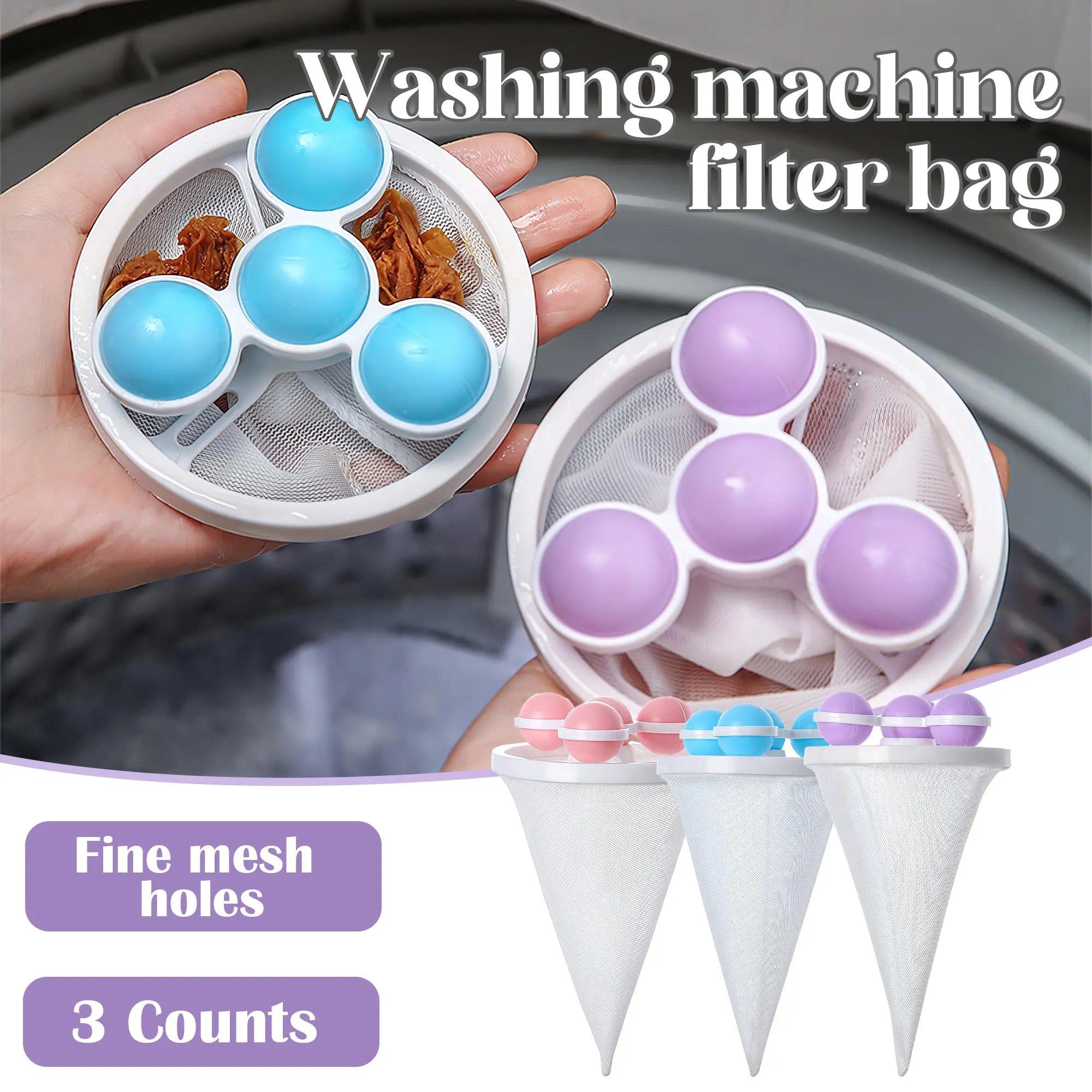 3 Counts Washing Machine Filter Bag, Reusable Floating Hair Filter for Laundry Washer Cotton 3 Counts Washing Machine Filter Bag, Reusable Floating Hair Filter for Laundry Washer Cotton