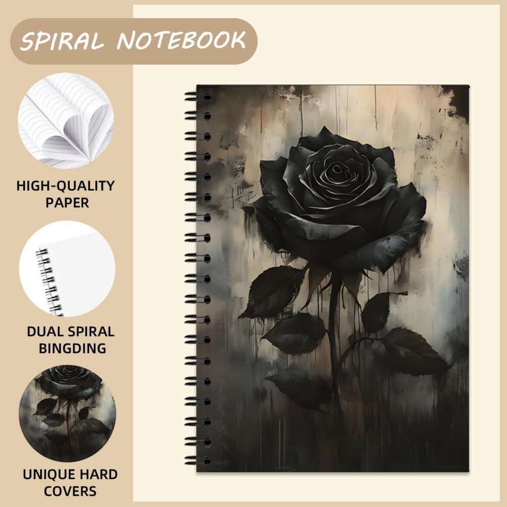 New Bestselling A5 Gothic Floral Notebook, Sketchbook, Spiral Coil Journal, Memo Pad, Writing Book, Ideal for Notes and Drawings