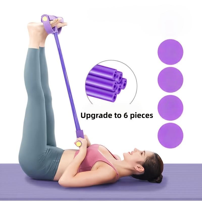 1PC Upgraded 6-Tube Resistance Band, Heavy Duty Pull Rope with Comfort Grip, Purple Exercise Band for Home Gym, Strength Training & Fitness Workout Equipment