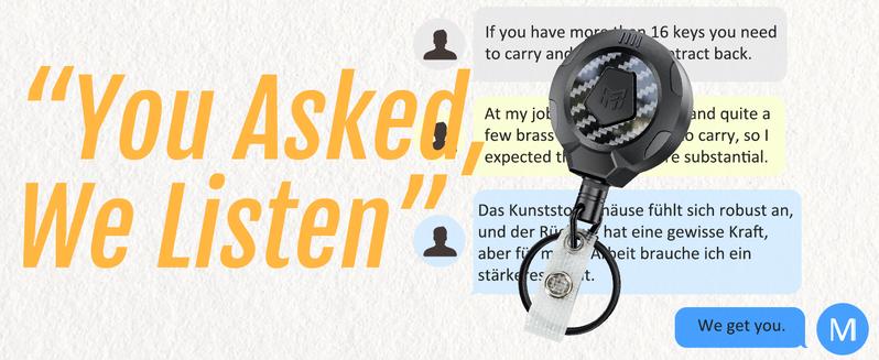 MNGARISTA Upgraded Heavy Duty Retractable Keychain with Belt Clip, 10 OZ Retraction, 31.5" Stainless Steel Cord Key Chain, 3K Carbon Fiber ID Badge Reel Holder with Badge Strap and Key Ring