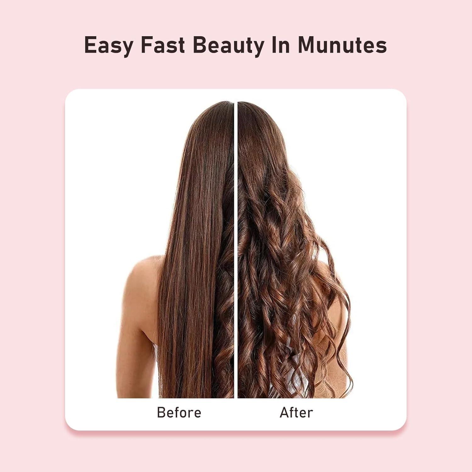 Rotating Curling Iron - An automatic curling iron with dual voltage that is suitable for all hair types. It's a fast and effortless auto curling wand which heats up quickly and features an LCD display with a temperature range from 250°F to 450°F