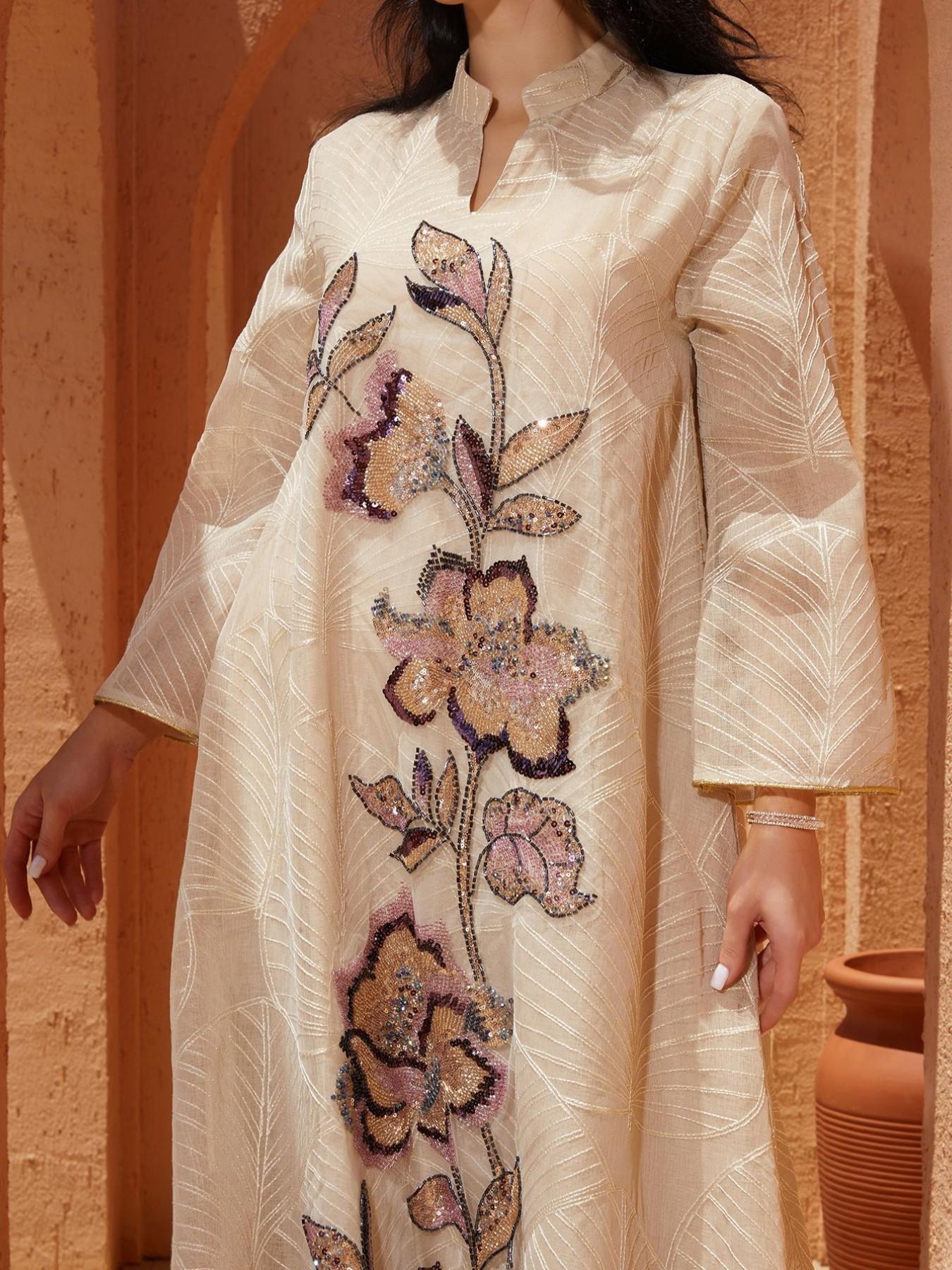 New Mesh Embroidery Dress Muslim Long Robe Ethnic Clothing Heavy Patchwork Stitching, Stylish & Comfortable Design