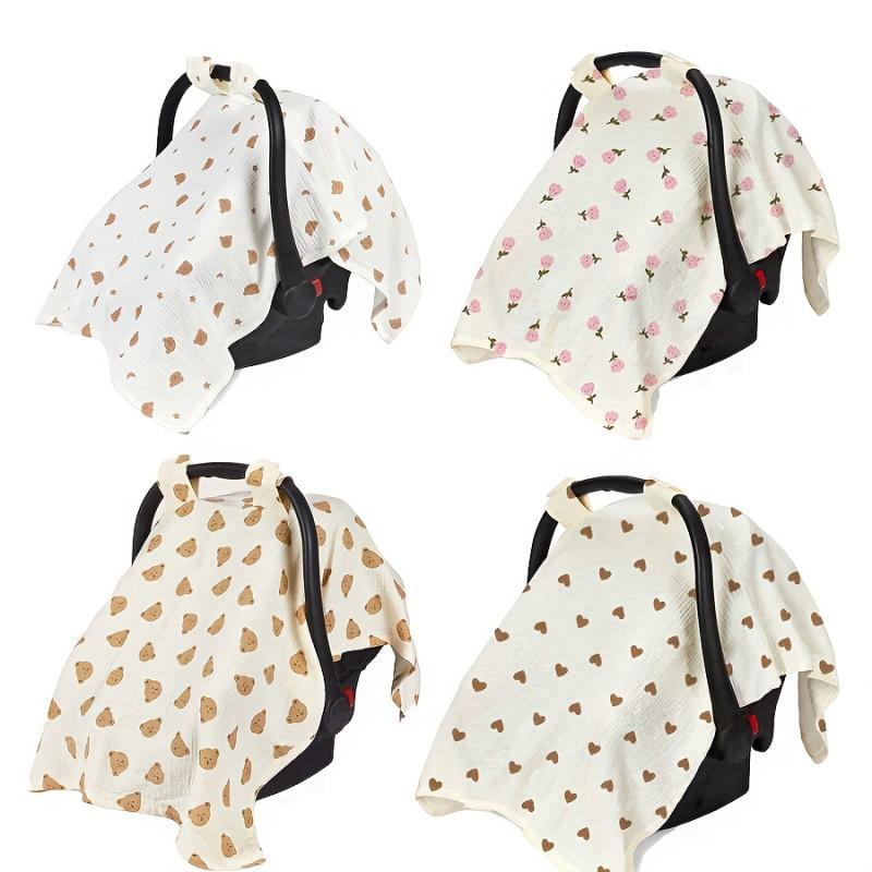 A Car Seat Sunshade - Suitable for All Seasons, Versatile for Car Seats And Strollers, Featuring a Breathable And Stylish Design with a Cute Bear Pattern, Perfect for Outings, Travel, Halloween and Easter