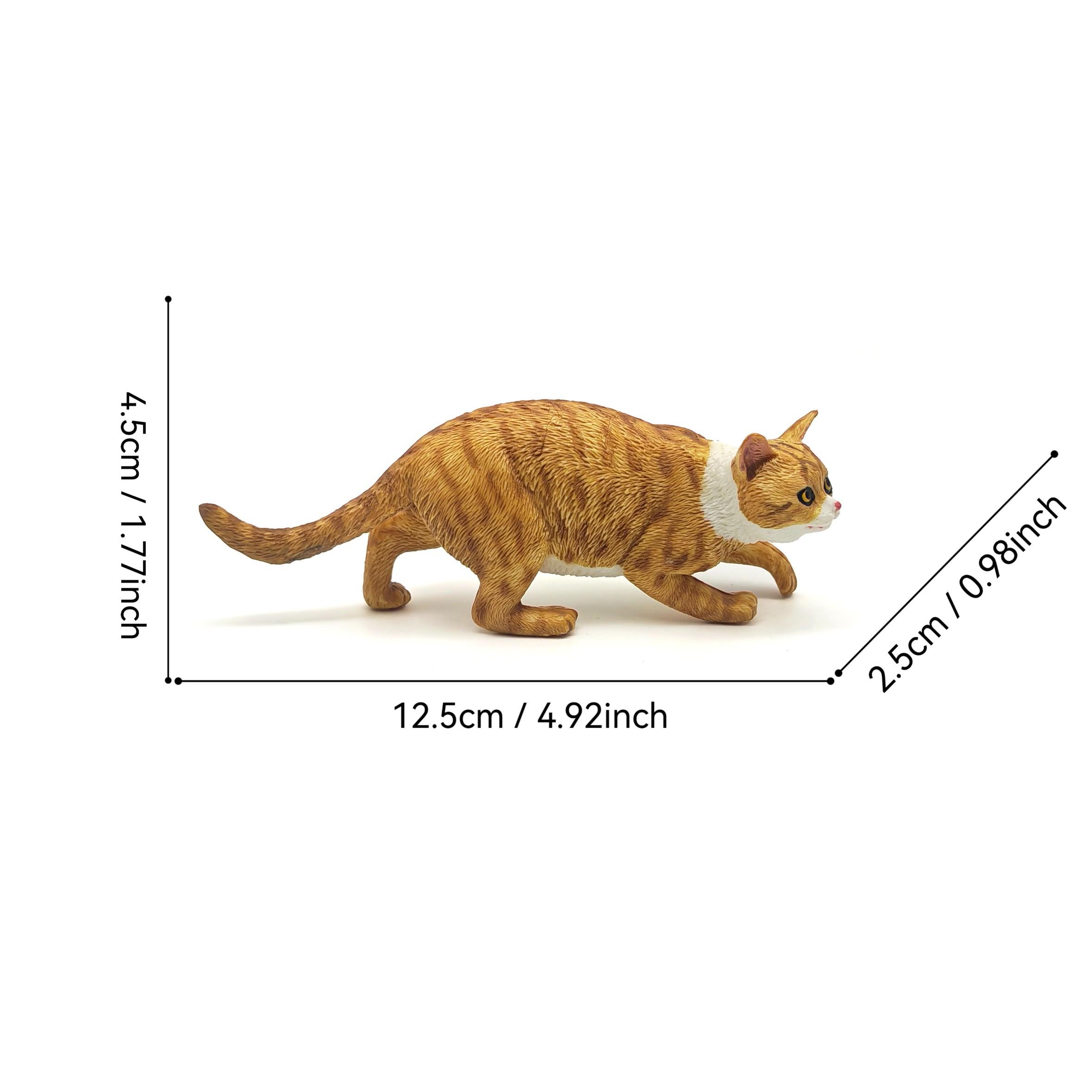 Unique Cat Figurine, Solid Plastic Wildlife Model, Perfect Home Office Desk Decoration, No Power Needed, Detailed Texture Design