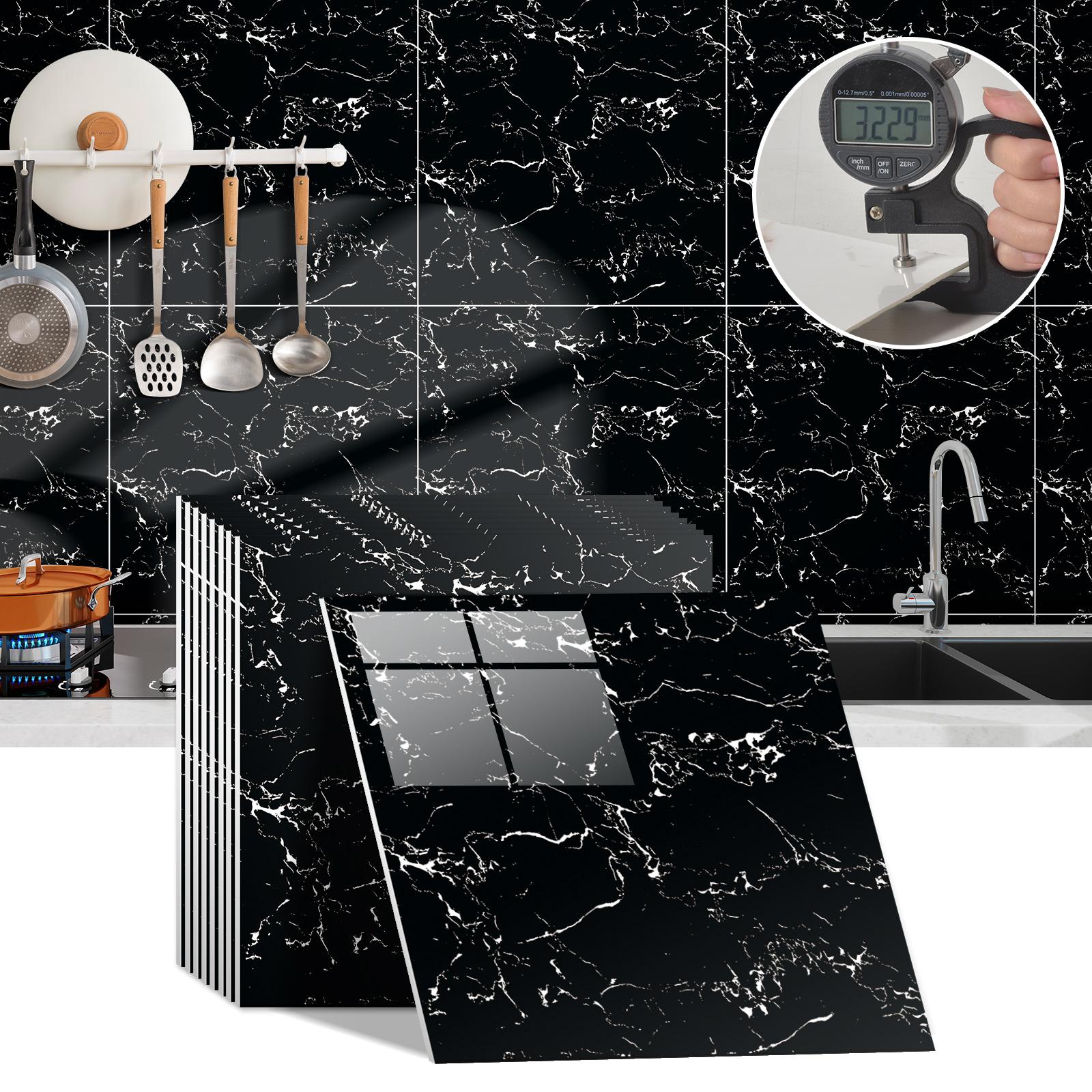 Self-Adhesive Marble Tile Stickers Set, Decorative Wall Sticker, Wall Decal, Waterproof PVC Wall Decor, Durable Floor Tiles, Easy to Apply and Remove, Perfect for Living Room Kitchen Bathroom