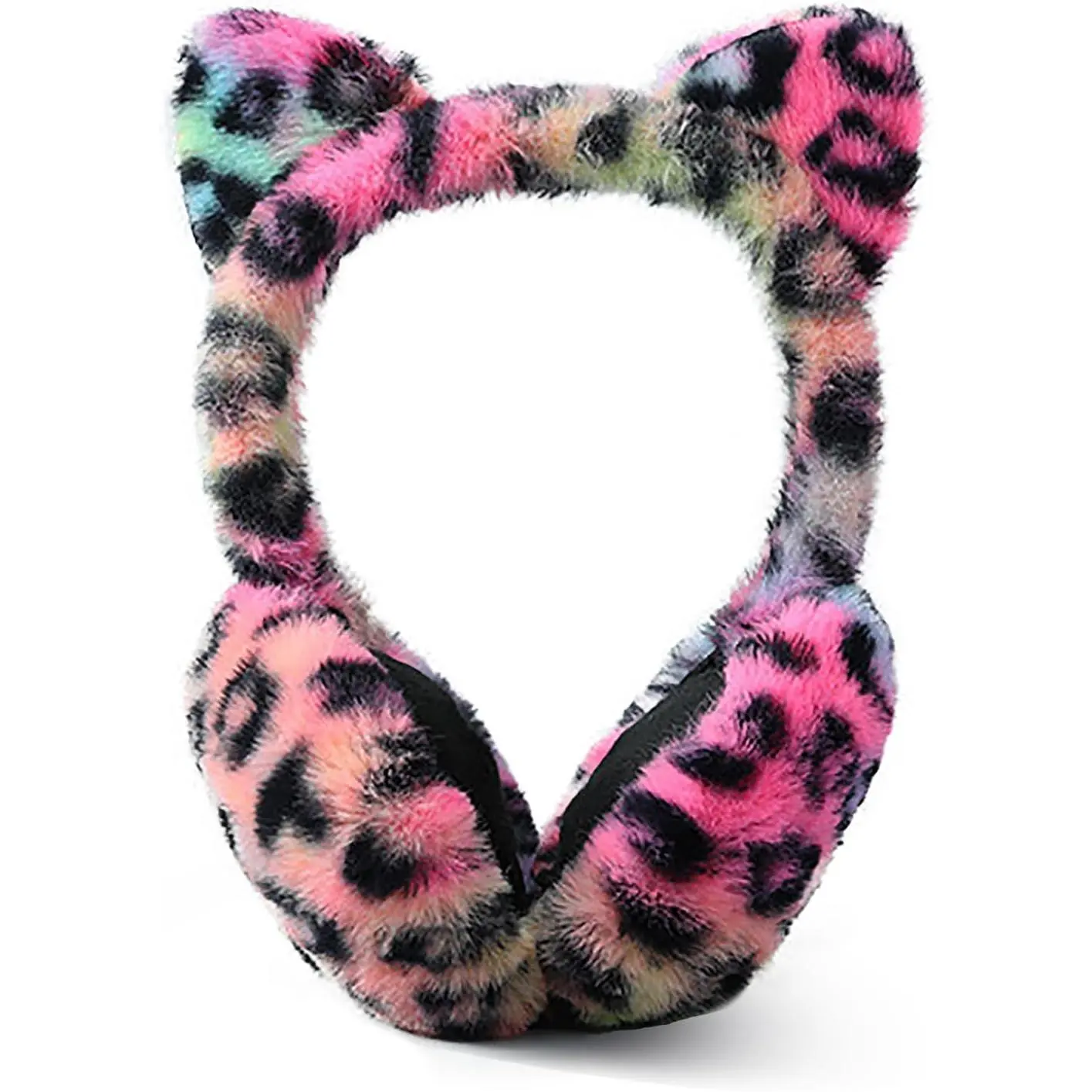 Women Leopard Earmuff Plush Thermal Ear Muff Winter Furry Foldable Earmuff Fashion Print Anti-Cold Ear Covers