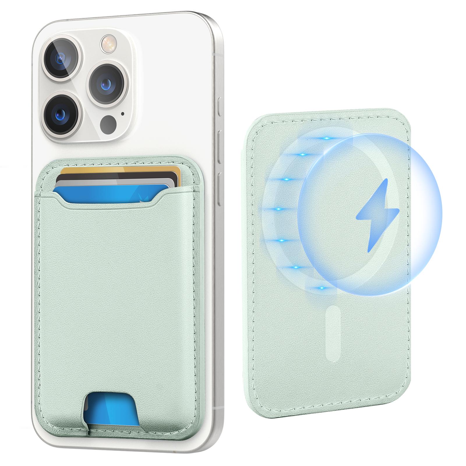 Magnetic Wallet Card Holder for Iphone 16/15/14/13/12 Series,Fit 4 Cards, Leather Material, Black Shockproof - Clip phone cooler multifunctional phone stand Electronics Accessories   Spring