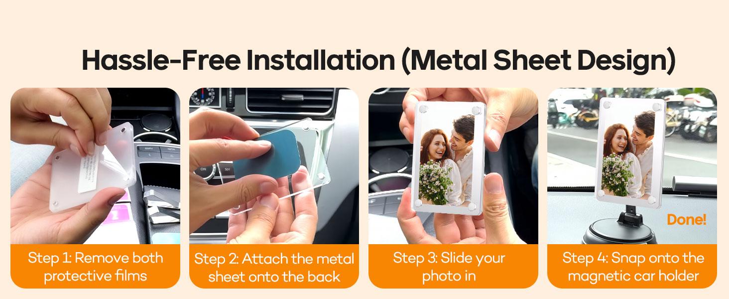 2Pcs Car Visor Photo Clip, 3"x 3.5" Magnetic Square Picture Frame for Car Sun Visor – Clear Acrylic Display for Family or Pet Photos, Easy Clip-On Photo Holder for Car Interior, Auto Accessories Gift for Drivers Mother's Day,Father's Day